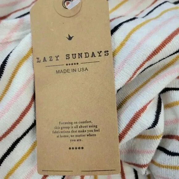 Lazy Sundays Women's Ivory Rayon/Poly/Spandex Lightweight Terry Cloth Striped Do - Picture 9 of 11